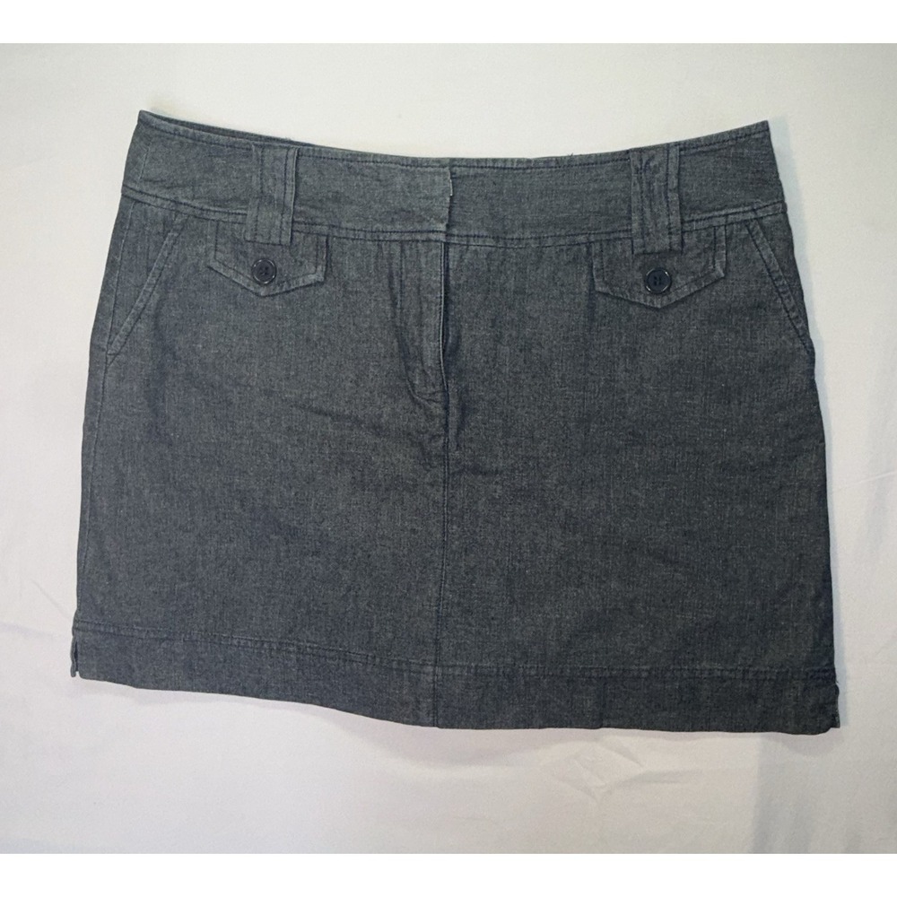 Bamboo Traders Skort Womens Blue SZ 14 Chambray 2 Side Pockets 100% Cotton Golf